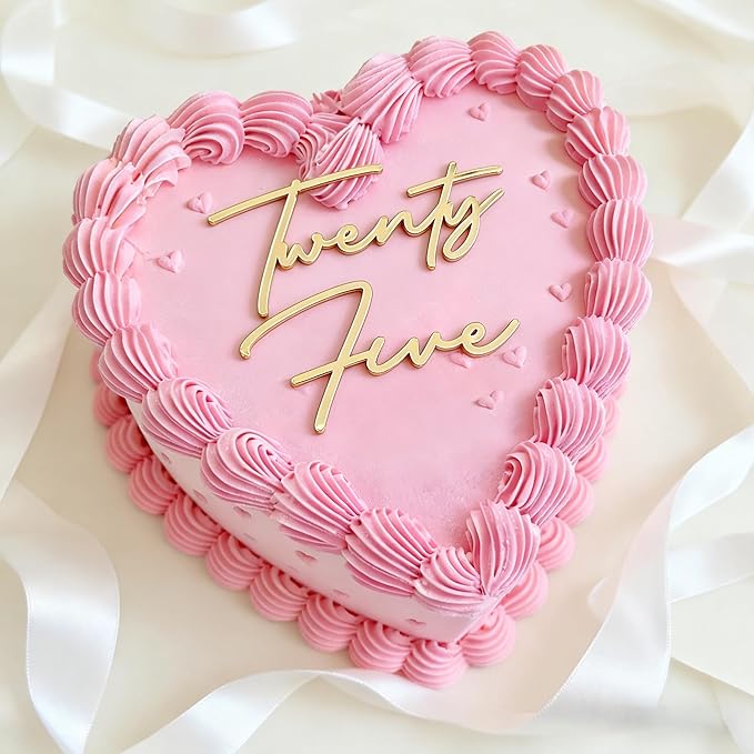Gold Acrylic Twenty Five Cake Topper, Happy 25th Birthday Party Decorations, 25 Fabulous Cake Decoration, 25th Anniversary Party Supplies,