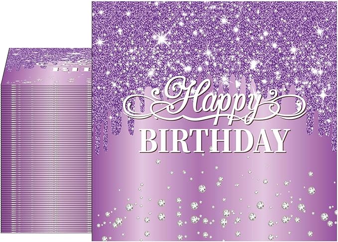 40pcs Purple Napkin Lavender Napkins Disposable Purple Happy Birthday Napkins for Dinner Halloween Wedding Bridal Baby Shower Anniversary Birthday Party Decorations supplies 6.5 x 6.5 inches