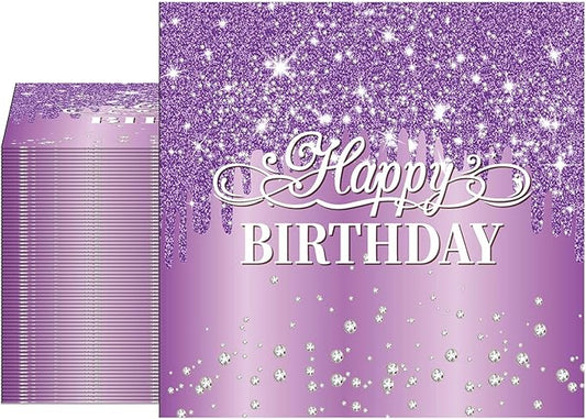 40pcs Purple Napkin Lavender Napkins Disposable Purple Happy Birthday Napkins for Dinner Halloween Wedding Bridal Baby Shower Anniversary Birthday Party Decorations supplies 6.5 x 6.5 inches