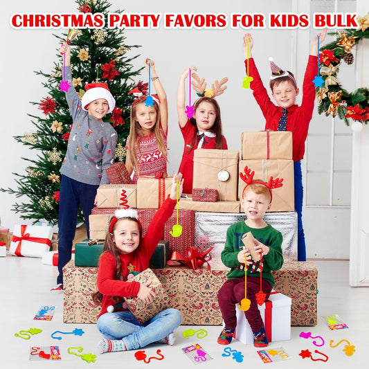 100 PCS Christmas Sticky Hands Party Favors Bulk for Kids,Christmas Goodie Bag Stocking Stuffers for Boys Girls, Holiday Classroom School Class Toys Prizes Gifts Treats Trinkets Giveaways for Students