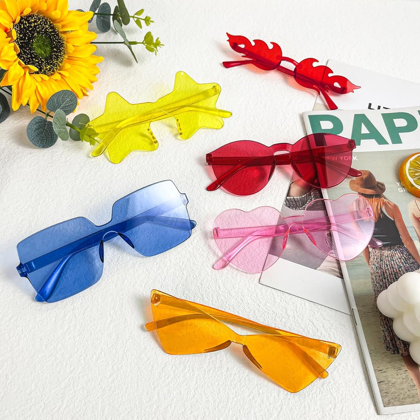 Matcheck 8/12/16 Mixed Style Rimless Sunglasses Retro Colored Party Glasses Candy Bachlor Photoshoot Costume Accessories