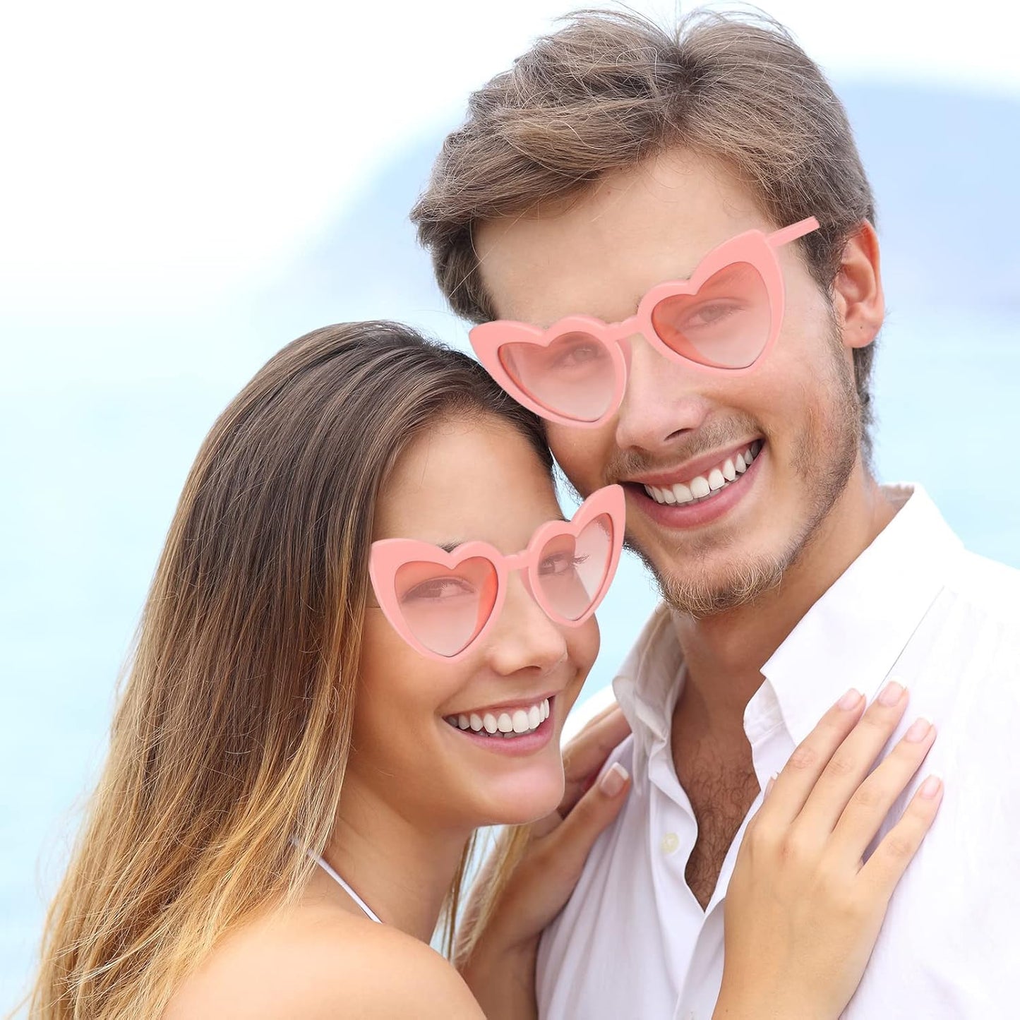 AEAHALY Pink White Black Heart Sunglasses for Women Vintage Bride Heart Shaped Sunglasses Wedding Party Accessories