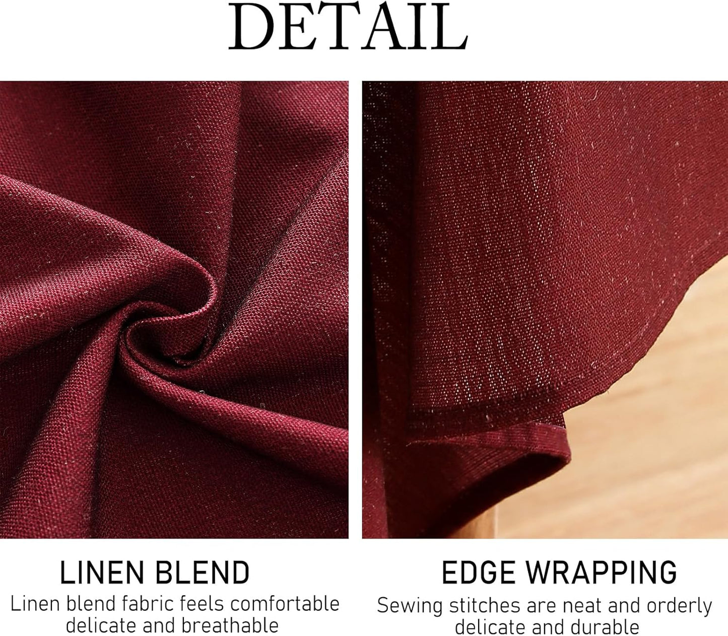 ISAENNE Red Tablecloth for Round Tables,Linen Table Cloth Solid Color Plain Simplicity,Heavy Durable Table Cover for Dining Kitchen Decor Party Banquet,Diameter 55"