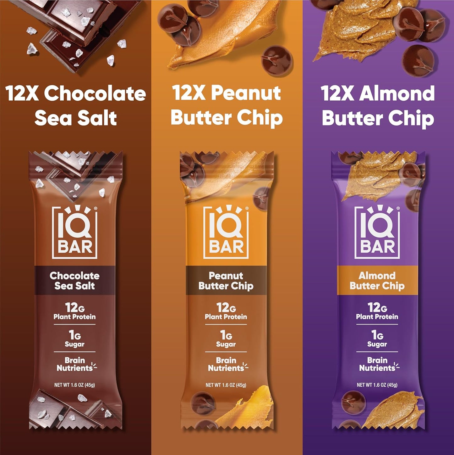IQBAR Brain and Body Plant Protein Bars - Chocolate Lovers Variety - 36-Count - Keto, Vegan, Low Carb, High Fiber, Gluten Free, Dairy Free, Low Sugar Snack with Nutrients for Focus, Energy, Meal Replacement