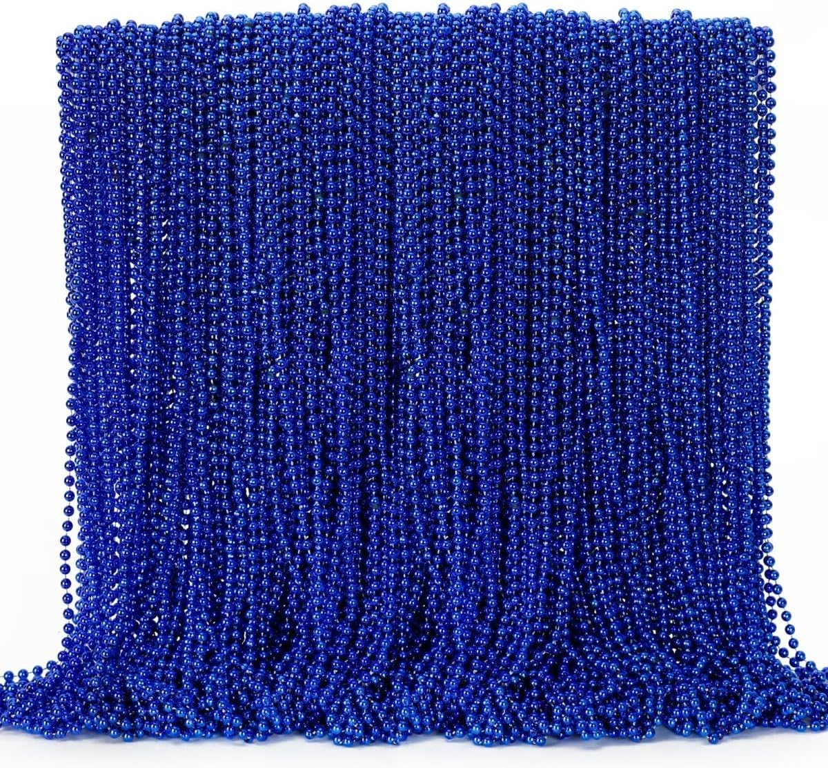 144PCS Mardi Gras beads, Christmas Bead Necklaces Stuff, 33" Mardi Gras Beads Necklace Costume, Festival Parade Throw Accessories for Gender Reveal Wedding Birthday Party Events Supplies