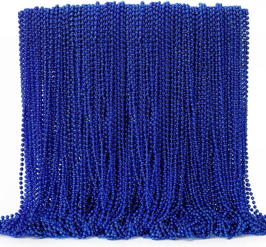 144PCS Mardi Gras beads, Christmas Bead Necklaces Stuff, 33" Mardi Gras Beads Necklace Costume, Festival Parade Throw Accessories for Gender Reveal Wedding Birthday Party Events Supplies