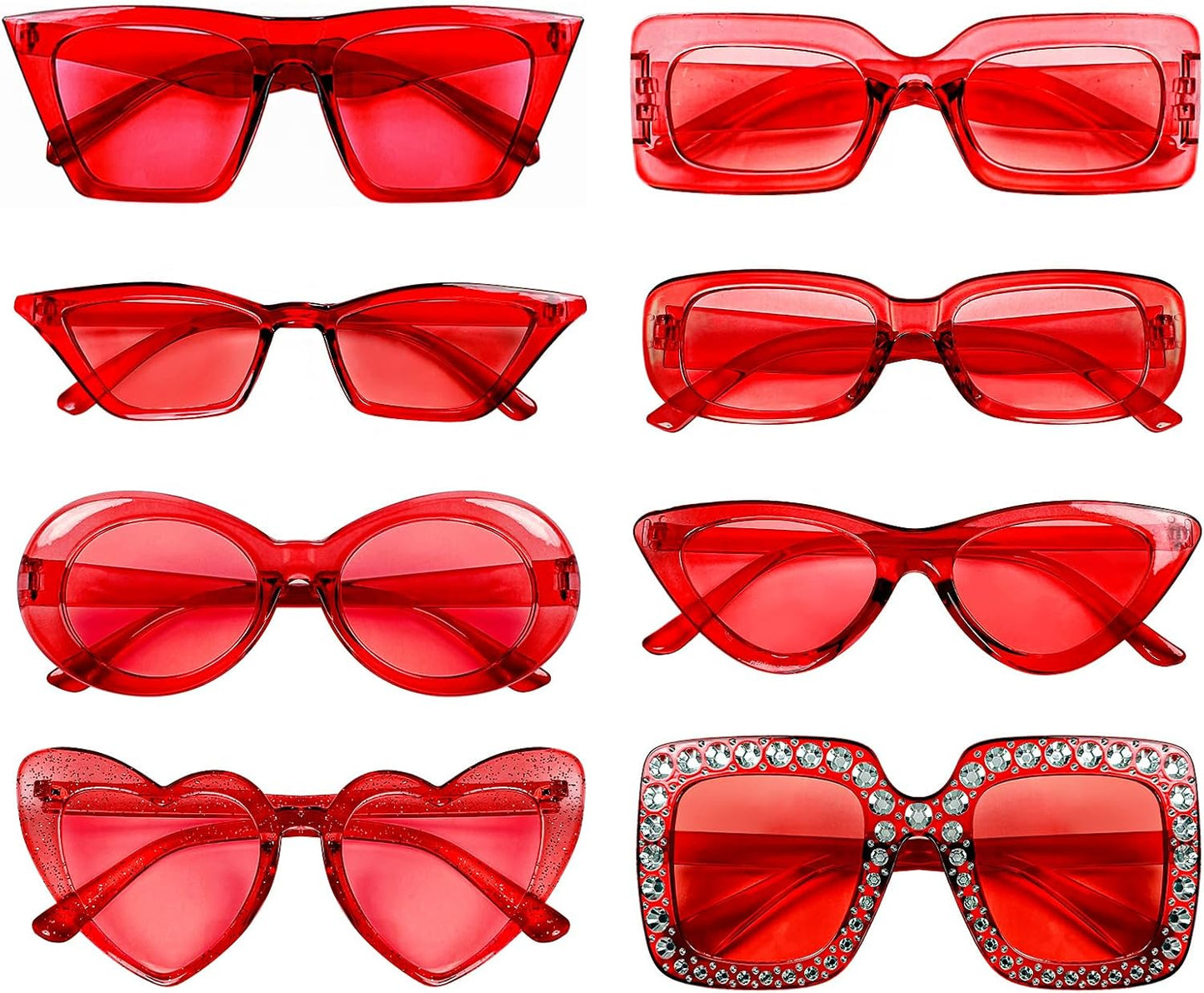 8 Mixed Style Party Sunglasses Retro Colored Party Favors Bulk Classic Costume Glasses for Women