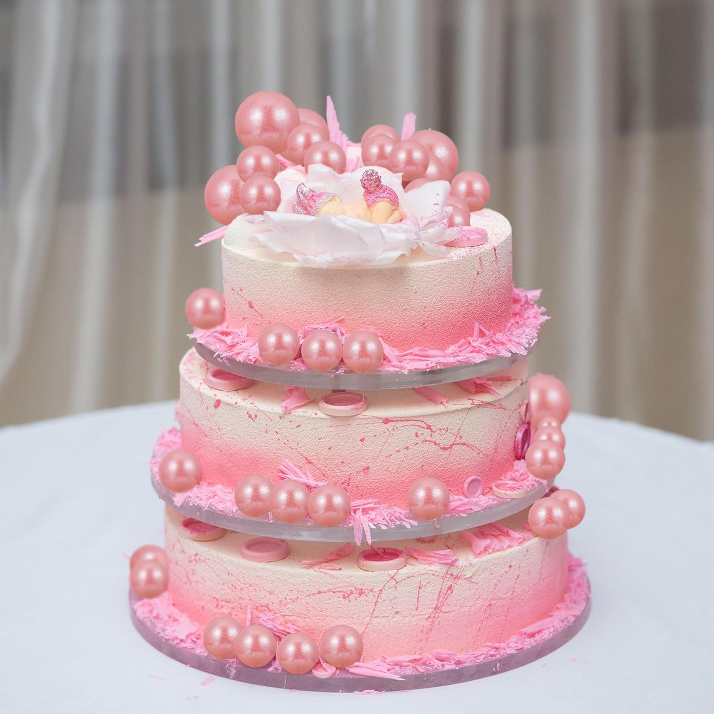 30Pcs Balls Cake Topper Glitter Foam Ball Cake Picks Mini Balloon Cupcake Insert Bubble Balls DIY Decoration for Baby Shower Wedding Anniversary Kids Birthday Graduation Party Cake Decorations Pink