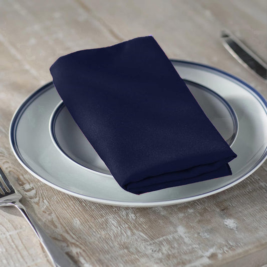 LA Linen 10-Pack Poly Poplin Napkin, Soft Cloth Napkins, Washable Reusable Napkins, Stain and Wrinkle Resistance Table Napkins for Dinner, Wedding, Parties, 17 by 17-Inch, Navy