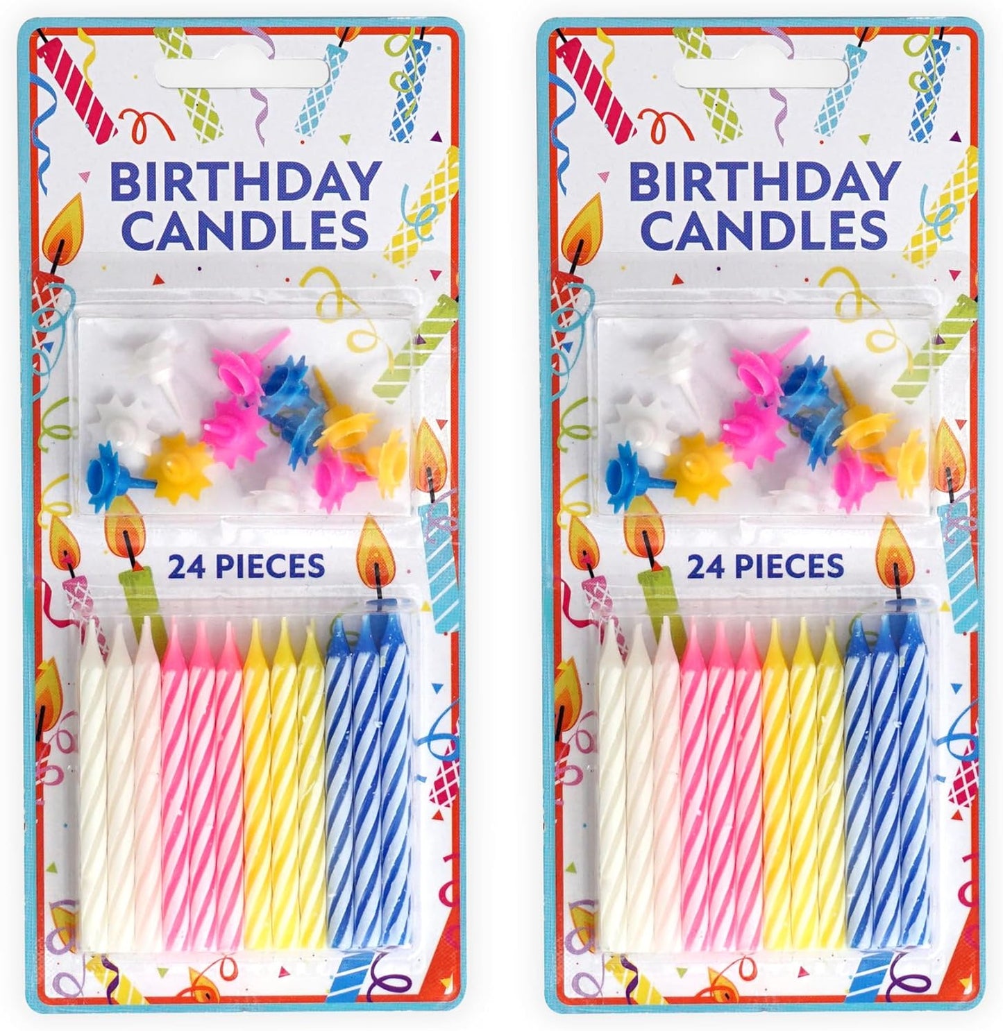 Birthday Candles Multicolored Spiral 48-Count, Birthday Candles for Cake, Cupcake Candles, Party Celebration, Candles for Celebrations