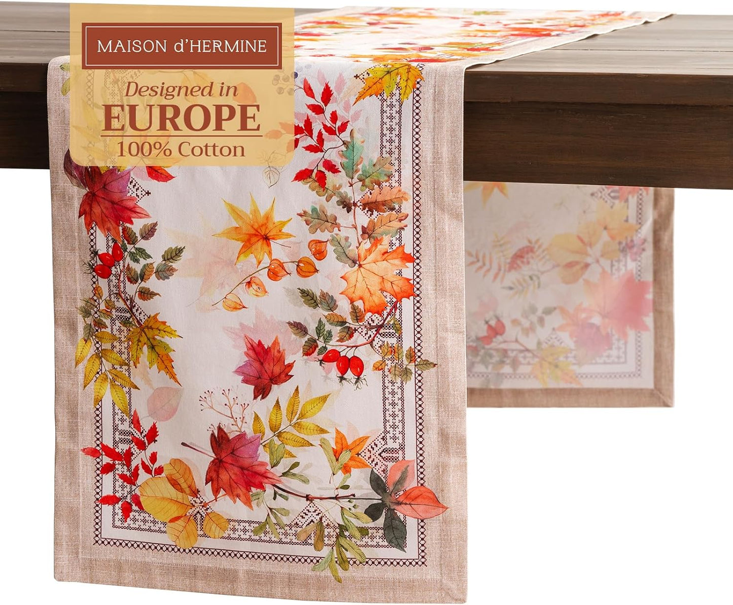 Maison d' Hermine Table Runner 100% Cotton Single Layer Table Runners 72 inches Long for Thanksgiving Christmas Decorations Home Kitchen Dining Party Wedding (Amarante, 14.5" x 72")