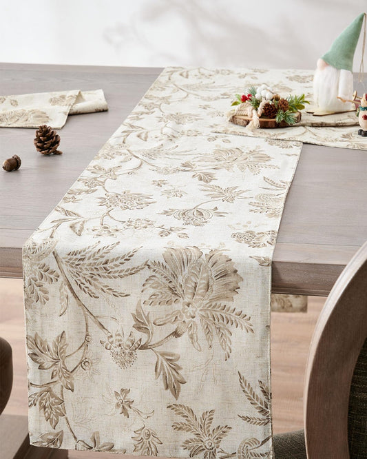 jinchan Linen Table Runner for Kitchen Farmhouse Table Cloth French Country for Party Wedding Birthday Dining Table Indoor Outdoor Decor 13 x 72 Inch 1 Panel Taupe