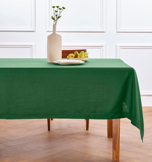 Solino Home Linen Tablecloth for Rectangle Tables 60 x 108 Inch - 100% Pure Linen Pine Green Table Cloth - Fete, Machine Washable Cloth Tablecloth for Fall, Autumn, Thanksgiving, Christmas