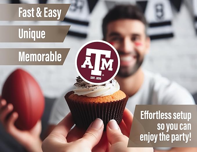 Texas A&M Party Supplies for TAMU Football, Birthday Gift, Graduation Party Banner and Cake Toppers (42 Pieces)(Texas A&M Aggies)