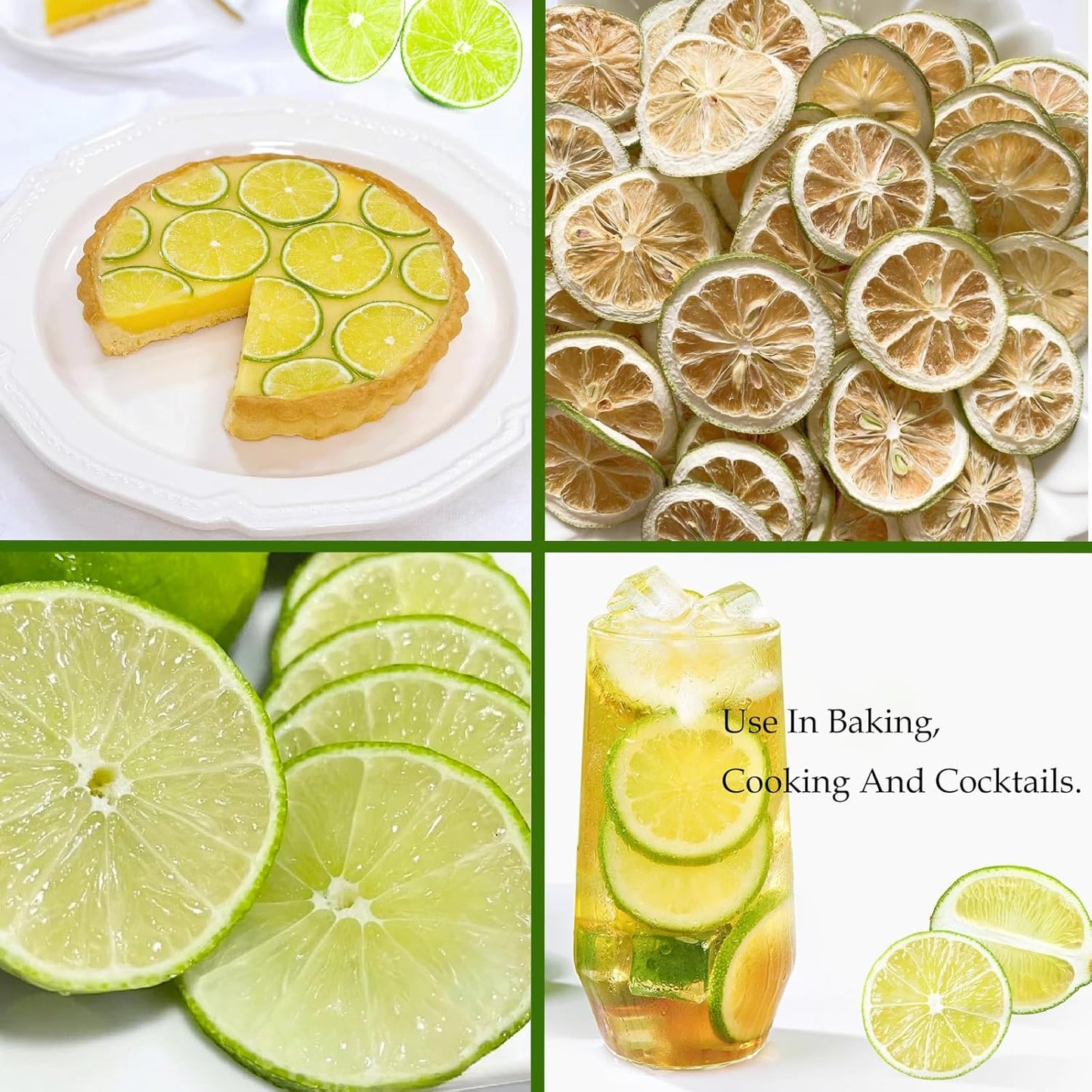 TXDYNLLK Dried Lime Slices 8.82OZ(250g) Premium Dehydrated Limes No Sugar for Crafts Cake Decoration Cocktail Fruit Tea drinks Garnish Table Scatters Candle