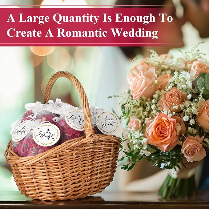 Suncalla 700g 100 Packs Wedding Confetti Biodegradable Flower Petals with Throw Me Stickers Mixed Dried Real Flower Confetti for Party Send off Exit Ideas Bridal Proposal Bath Wedding(Dried Petals)