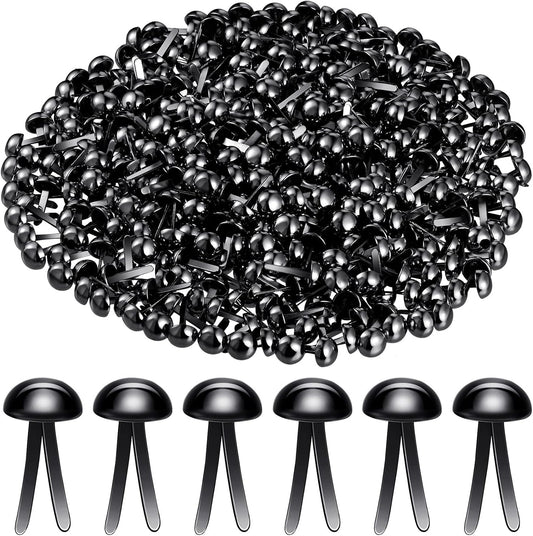 Hotop 500 Pcs Brads for Paper Crafts Metal Round Brass Paper Fasteners for Craft Art Crafting School DIY Supplies(0.3 x 0.6 Inch,Black)