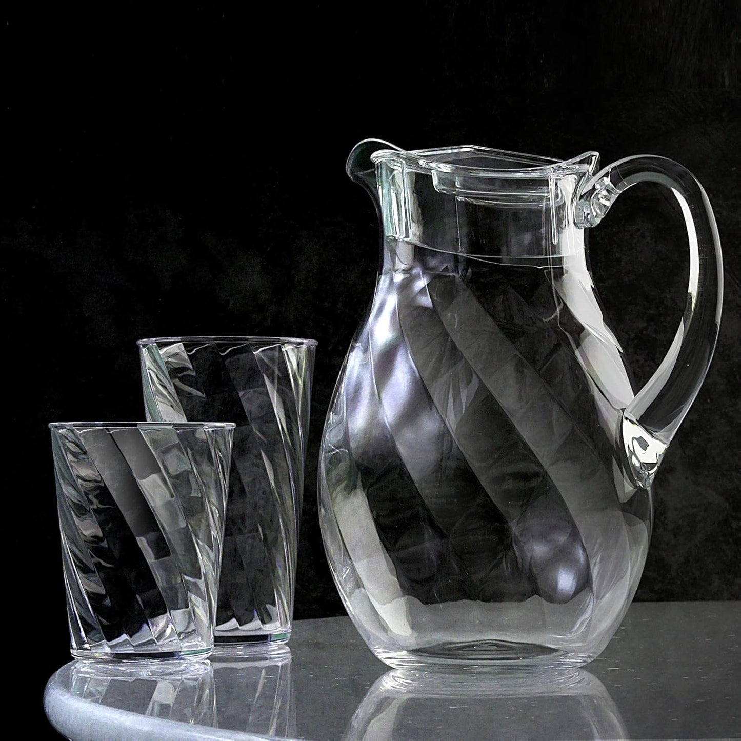 Amazing Abby - Glacier - 18-Ounce Plastic Tumblers (Set of 8), All-Clear Reusable Plastic Cups, Stackable, BPA-Free, Shatter-Proof, Dishwasher-Safe