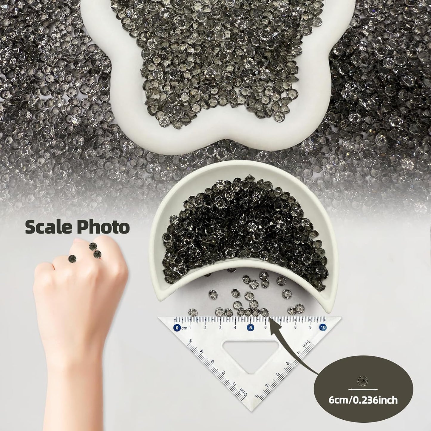5000 pcs/Pack Wedding Table Scatter Confetti Crystals Acrylic Diamonds 6 mm Rhinestones for Wedding, Bridal Shower, Vase Beads Decorations (6mm, Light Gray)