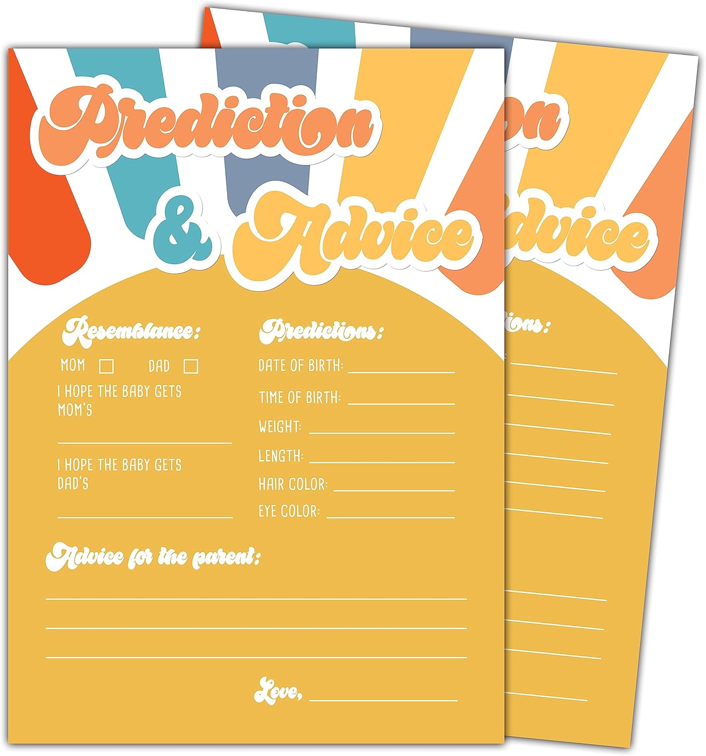 Boho Sunshine Baby Shower Games for Boy, 30 Baby Predictions and Advice Cards, Gender Reveal Party Supplies Favors (5"x7") -A02