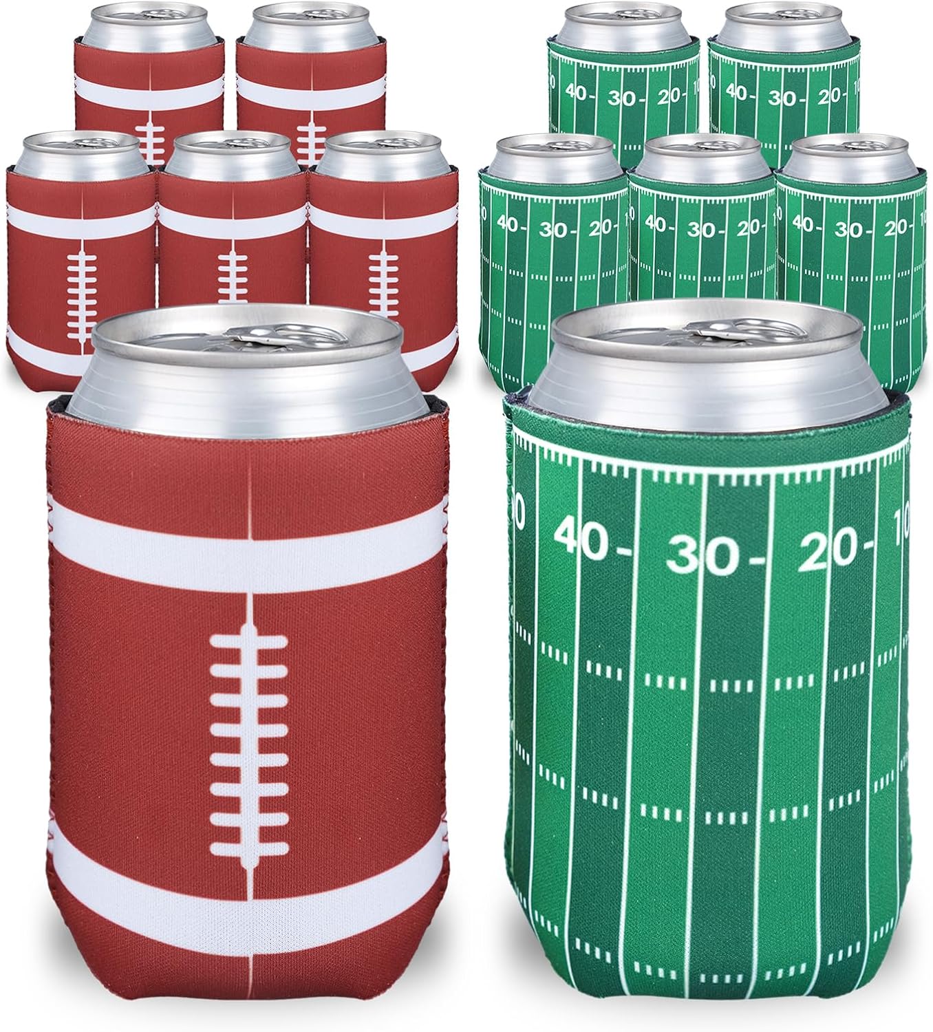 Football Party Decorations,12 Pcs Can Sleeves Neoprene Insulator For Super Bowl Game Day Decorations And Gifts