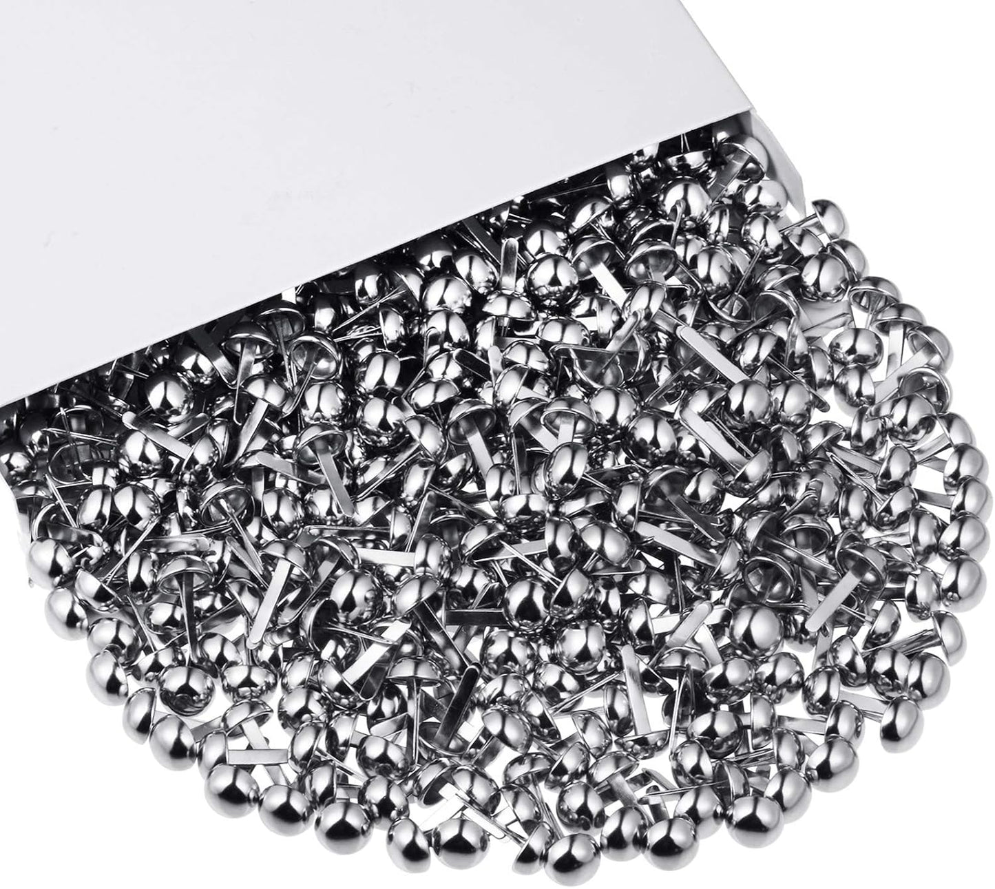 Hotop 500 Pcs Brads for Paper Crafts Metal Round Brass Paper Fasteners for Craft Art Crafting School DIY Supplies(0.3 x 0.6 Inch,Silver)