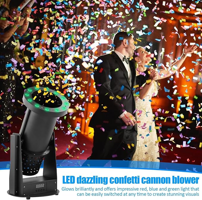 1500w Confetti Cannon Machine Professional Electric Confetti launchers Shooter With Wireless Remote,Loads Up To 2lbs Of Confetti Shoots Up To 30ft For Special Event, Parties, Club, Wedding, Concerts