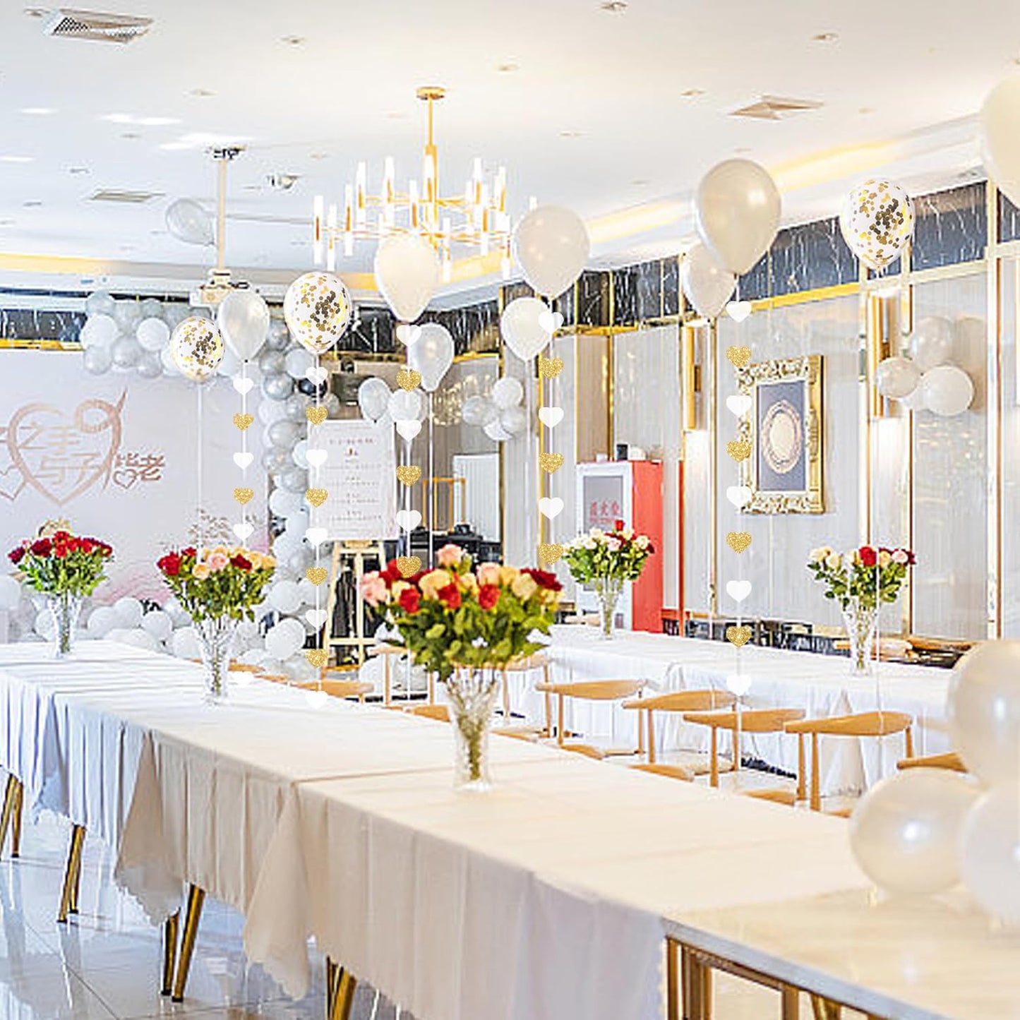 Gold Bride to Be Decorations Gold/White Heart Bride to Be Garland with Balloons for Bridal Shower Engaement Bachelorette Party