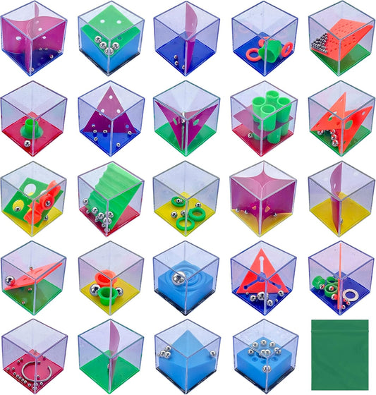 Brain Teaser Puzzle Cubes Party Favors for ADHD Autism Kids Adults 24 Pack Fidget Toy Set Gifts Mini Games Stress Relief Stocking Stuffers Bulk Goodie Bag Filler Treasure Box Classroom Prizes School