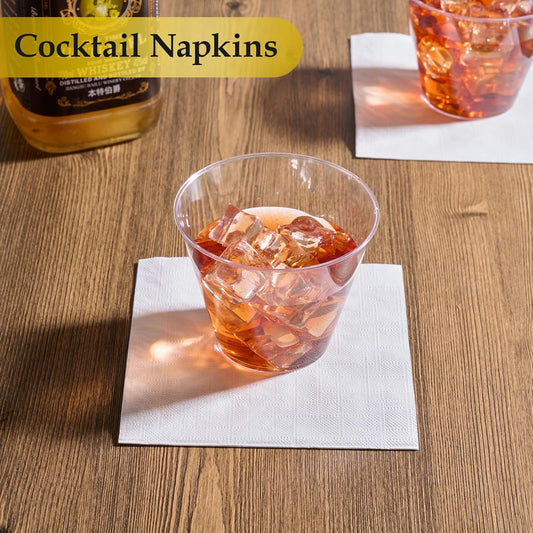 Vplus 500 Pack Cocktail Napkins Paper, 3-Ply Beverage Napkins, Disposable White Square Napkins, Perfect for Restaurant, Event, Bar, Wedding, Baby Shower and Daily Use