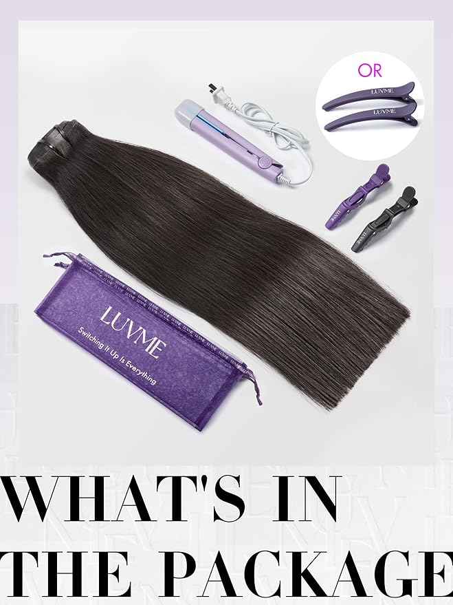 LUVME Clip in Hair Extensions,16 Inch 2 Pack 270g 18pcs Silky Straight Invisible Clip in Hair Extensions Human Hair Natural Black Hair Clip on for Women