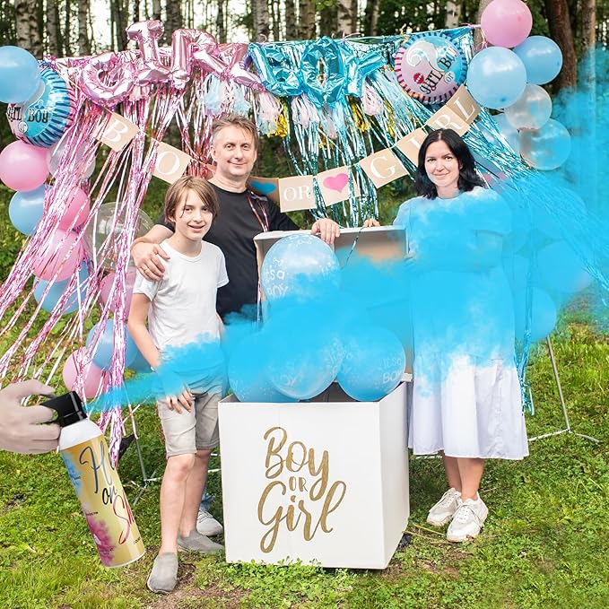 Gender Reveal Fire Extinguisher Blue, Blue Gender Reveal Smoke Bombs Powder Cannon Spray Baby Shower Ideas Party Suppliers Baby Boy 100% Biodegradable 2 Pack