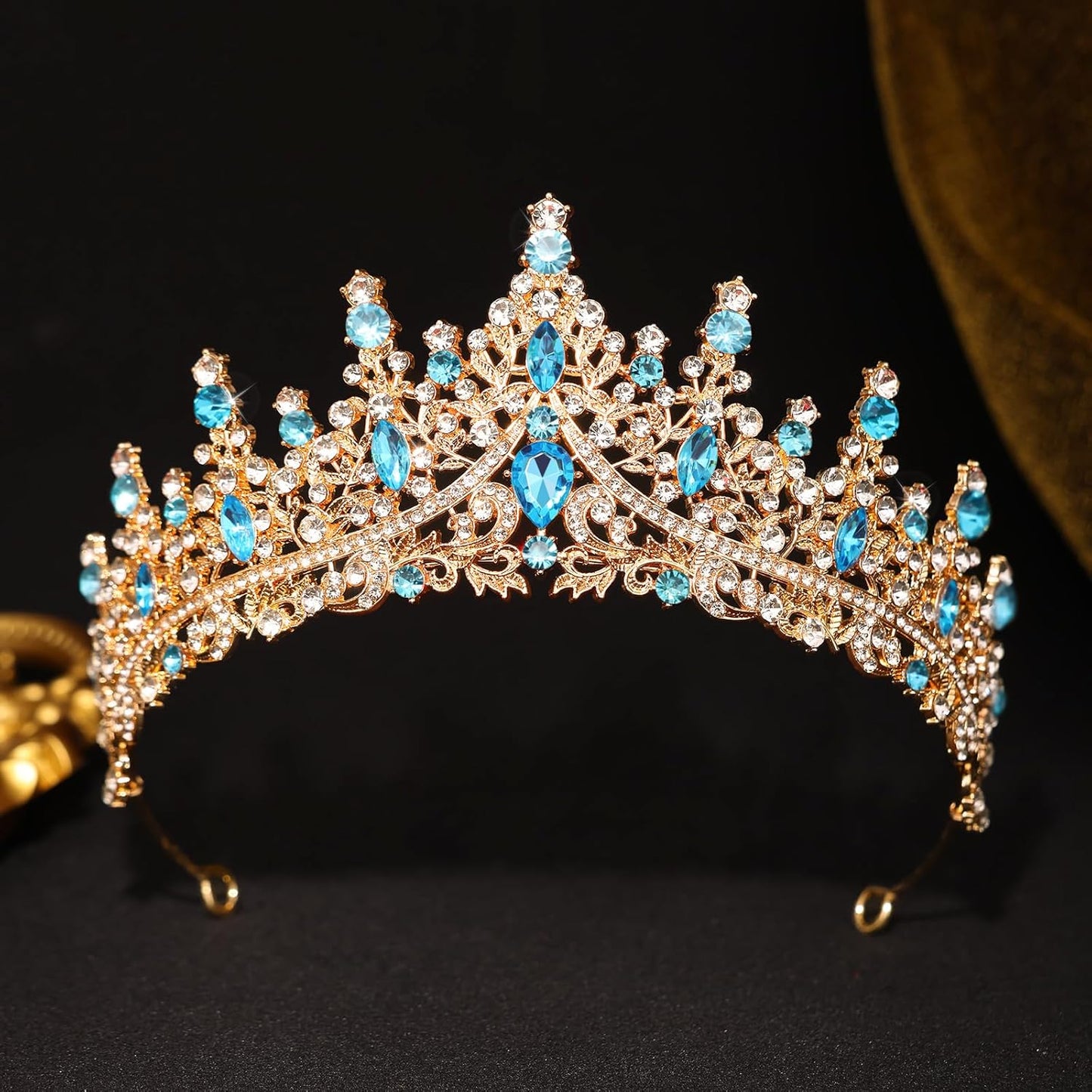 Blue Tiara for Women Crystal Queen Crowns Rhinestone Princess Tiaras for Girl Wedding Headband for Bride Hair Accessories for Halloween Costume Birthday Party Prom Mother's Gifts