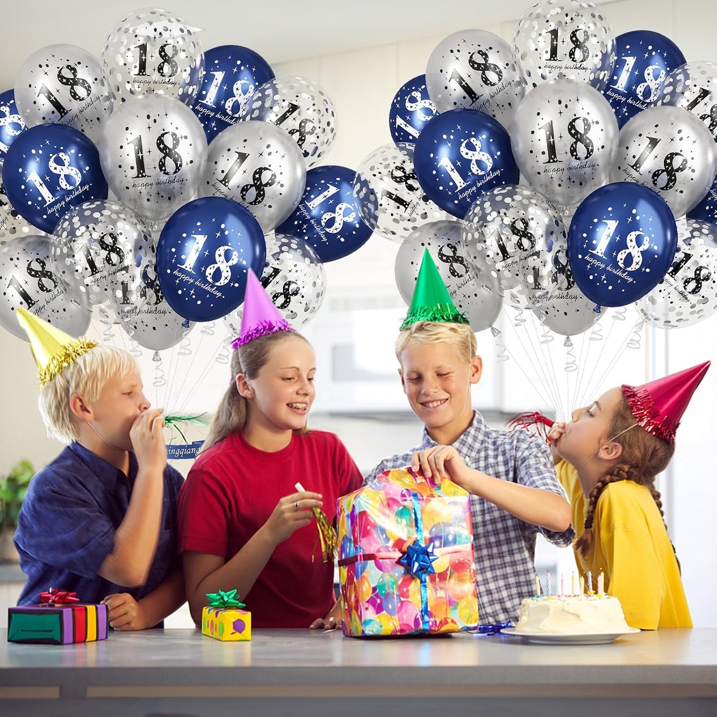 Happy 18th Birthday Balloons for Boys, Navy Blue Silver 18th Birthday Party Decorations for Him, 15 Pieces 18th Balloons for Boys Age 18 Years Old Birthday Celebration Party Decorations Supplies