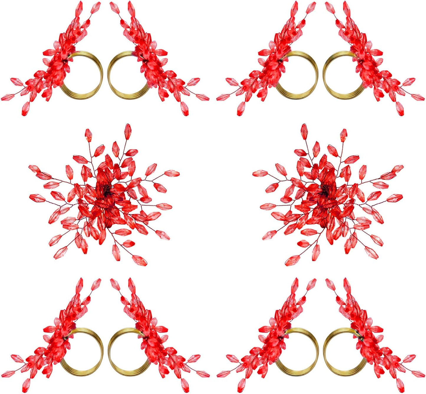 Christmas Napkin Rings Set of 12 for Dining Table Decoration Parties Everyday Metal Napkin Holder Leaf Red (Pack of 12)
