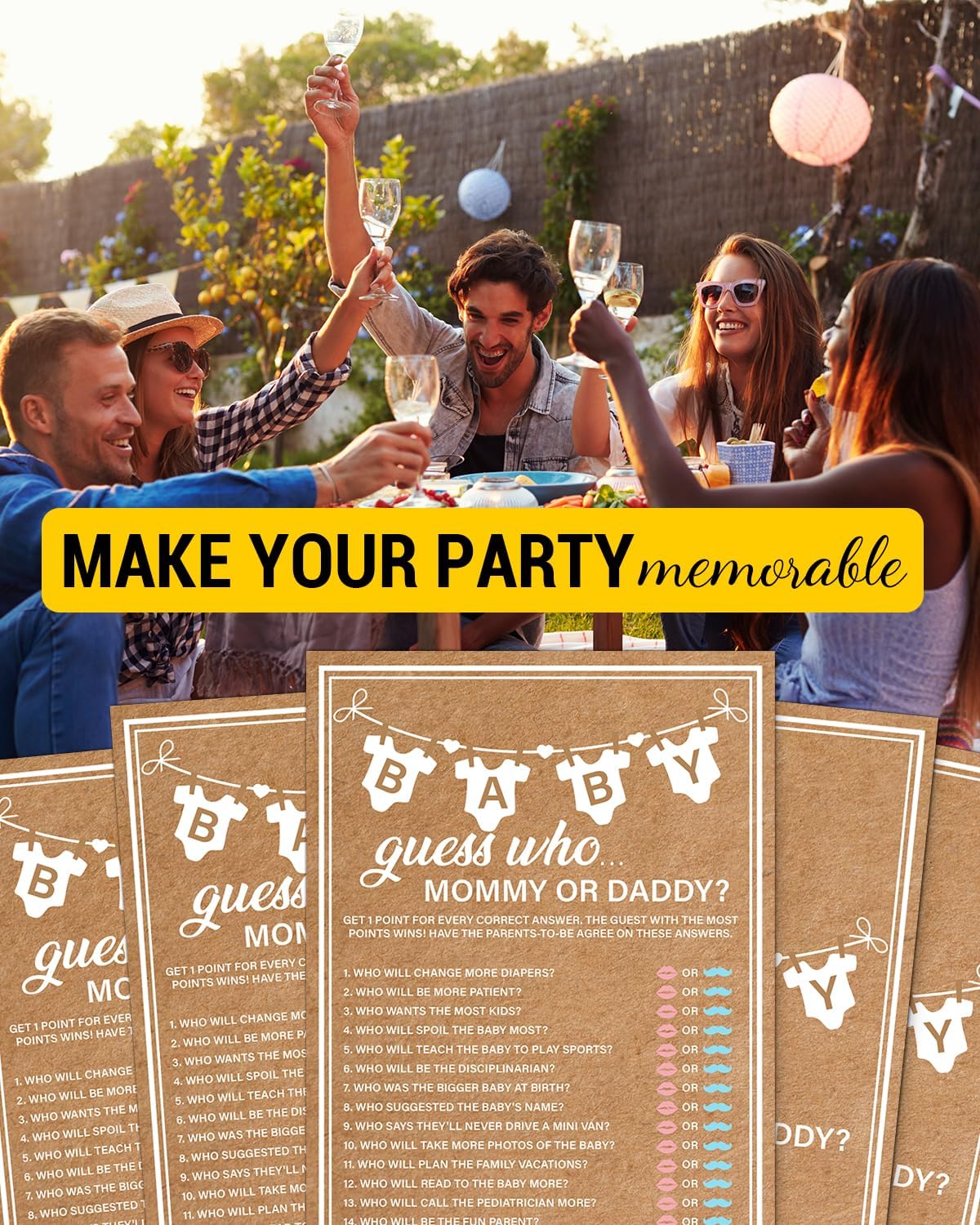 Guess Who Mommy or Daddy Baby Shower Games - 20 Pcs Guess Who Game Cards for Guests - Fun Baby Shower Activities - Gender Reveal Games