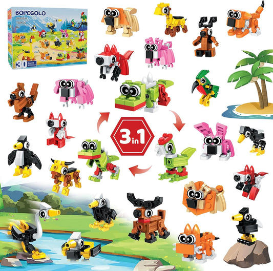 30 Pack Party Favors Building Set for Kids, 750 Pcs Mini Animal 3-in-1 Building Block Kit Sets, Goodie Bags Stuffers for Kids Classroom Prizes Birthday, Best Gifts for Boys Girls Ages 6+