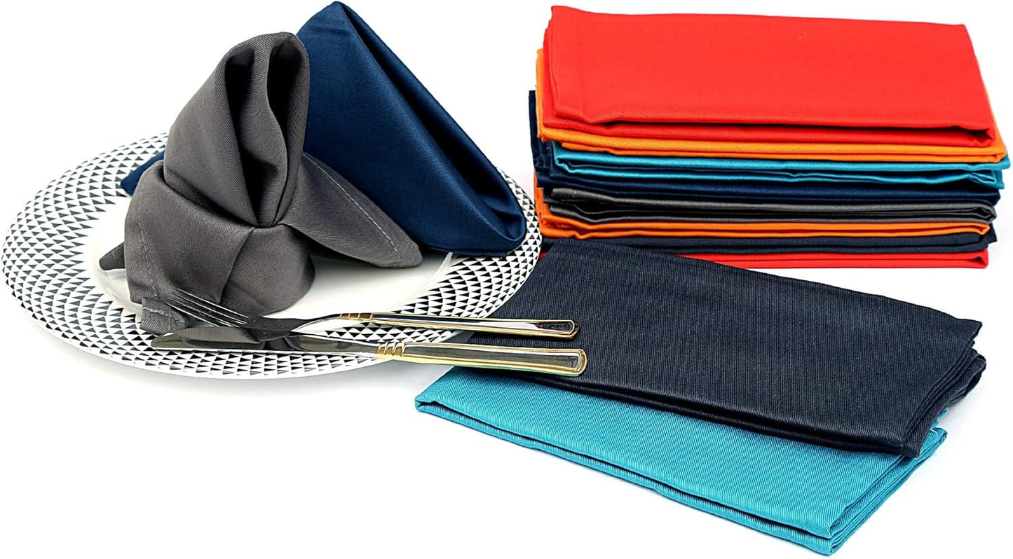 Ruvanti Cloth Napkins Set of 24, 18x18 Inch Napkins Cloth Washable, Soft, Durable, Absorbent, Cotton Blend. Table Dinner Napkins Cloth for Christmas Parties, Restaurant, Weddings, Dinner - Multi Color