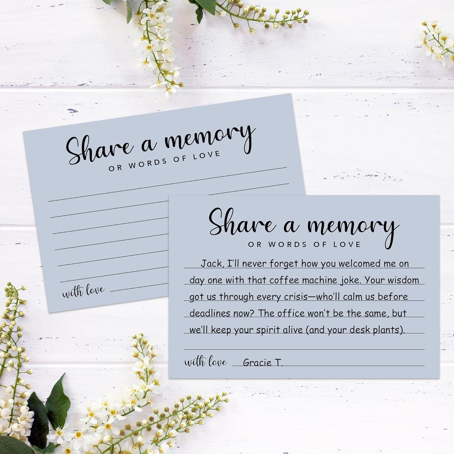 Share a Memory Cards for Celebration of Life, Graduation, Retirement, Birthdays, Guest Book Ideas, Funeral Sign In Book For Memorial Service, 4x6 Inches Set of 50 Pcs(Pastel Blue) -A12