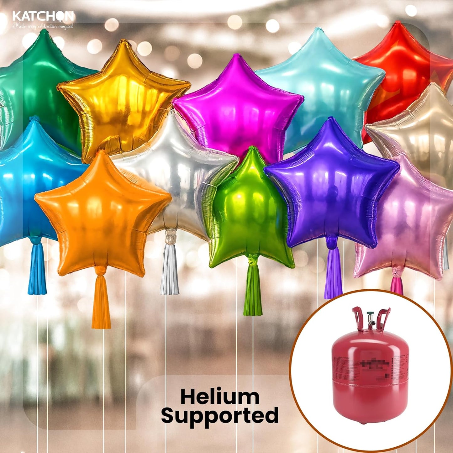 KatchOn, Huge, Multicolor Star Balloons - 18 Inch, Pack of 12 | Large Foil Star Balloons for Birthday Party Decorations | Rainbow Party Balloons, Baby Shower, Kids Party Decorations and Event Backdrop