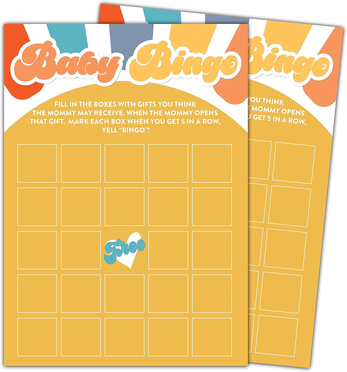 YSTEP Boho Sunshine Baby Shower Games for Boy, 30 Baby Bingo Fill-in Game Cards, Gender Reveal Party Supplies Favors (5"x7") -A04