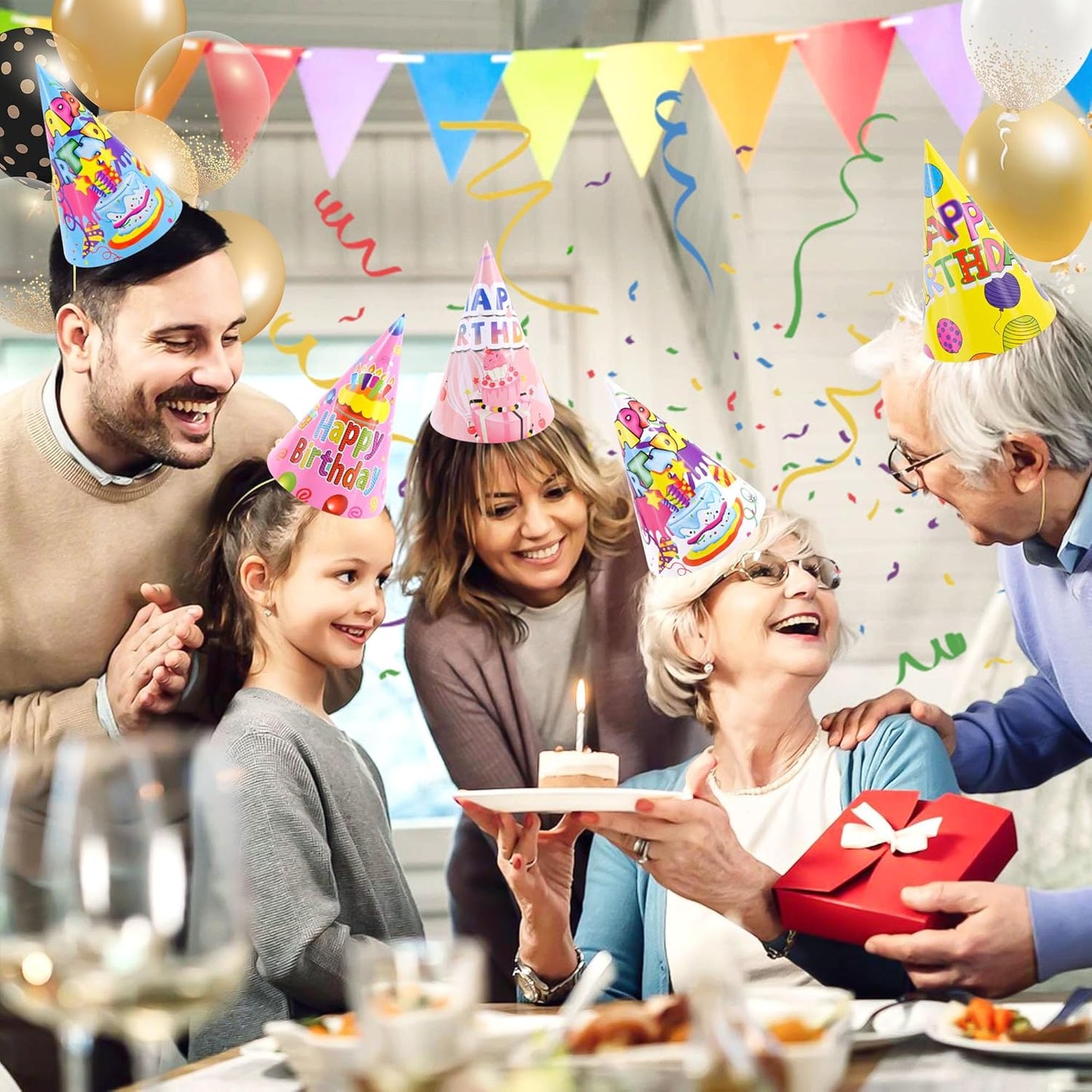 CANREVEL Party Hats for Kids and Adults, Party Supply for Party Decorations, Party Headwear for Birthday Celebration