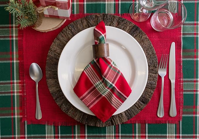 DII Jute Burlap Collection Kitchen Tabletop, Placemat Set, 13x19, Solid Tango Red, 6 Count