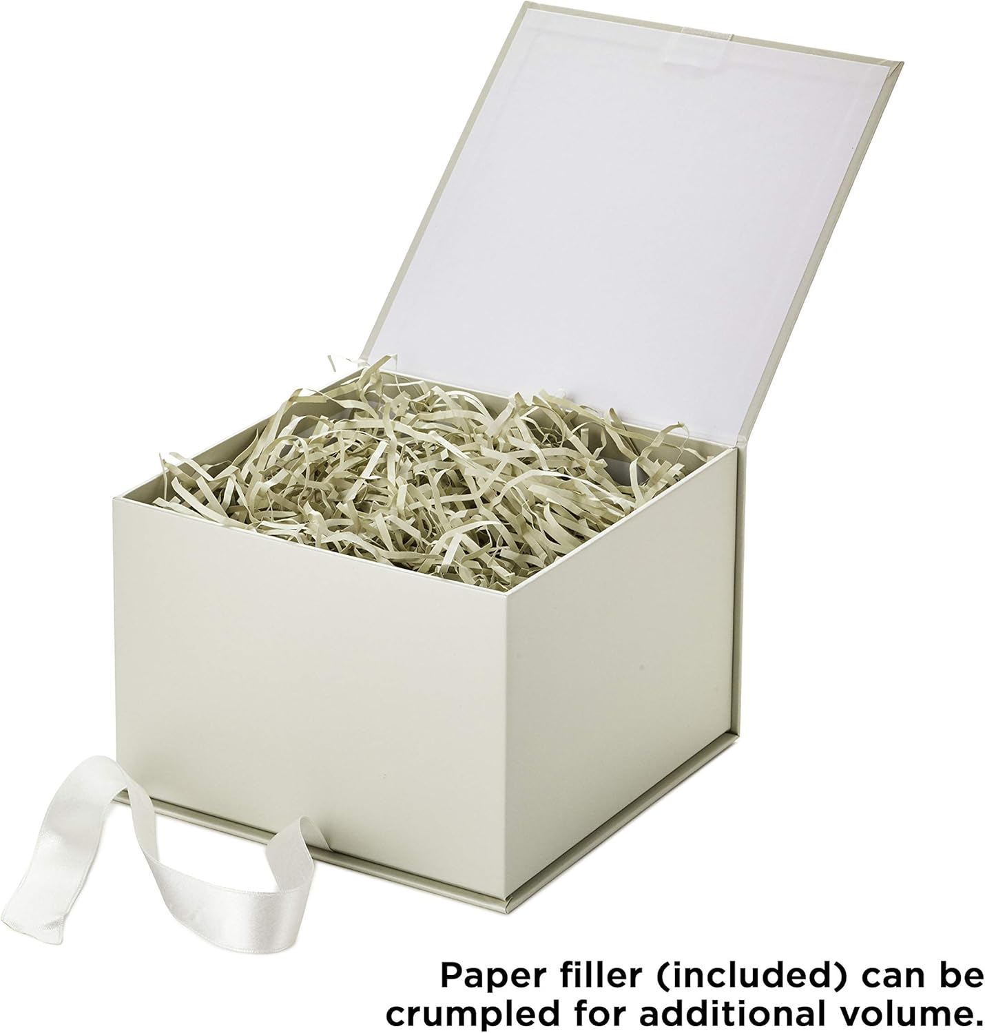 Hallmark Medium Gift Box with Lid and Shredded Paper Fill (Grey White 7 inch Box) for Weddings, Bridal Showers, Graduations, Birthdays, Bridesmaids Gifts, All Occasion (Pack of 12)