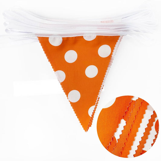 32Ft Orange Party Decorations Orange Fabric Pokal Dot Pennant Triangle Banner Party Flag Bunting Streamer Garland for Birthday Groovy Baby Shower Sunshine Home Outdoor Garden Decor Supplies
