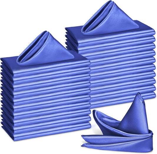 Bailarina 80 Pack Royal Blue Satin Napkins,17x17 Inches Wedding Napkins Square Soft Silky Table Napkins Bulk Decorative Elegant Cloth Napkin for Party Decoration, Banquet,Wedding,Graduation