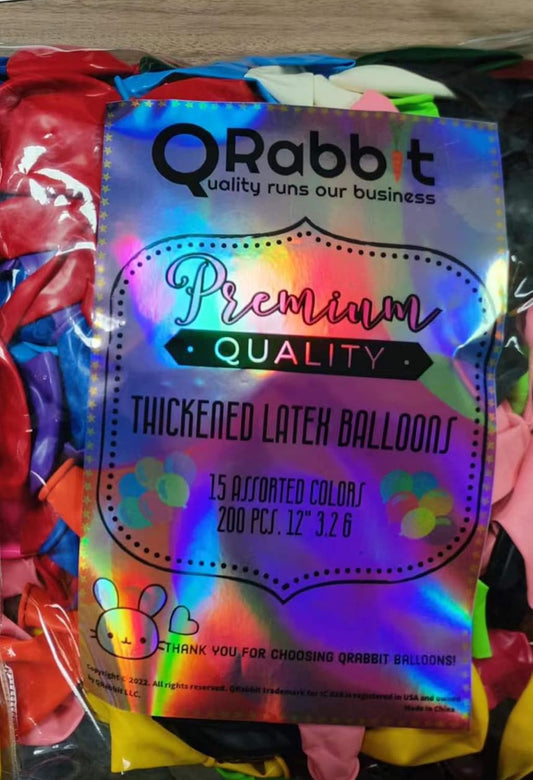QRabbit 150 Pack 12 Inch Balloons with Hand Pump - Party Balloon with 15 Assorted Colors - Extra Thick Latex Balloons for Wedding Birthday Bridal Shower Christmas New Year Party Decoration