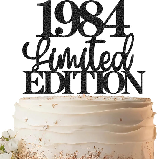 Limited EDITION 1984 Cake Topper - Black Glitter Happy 41st Birthday Party Cake Decoration Supplies, Cheer to 41 Years Cake Bunting Decor for 41st Birthday Party Photo Booth Props