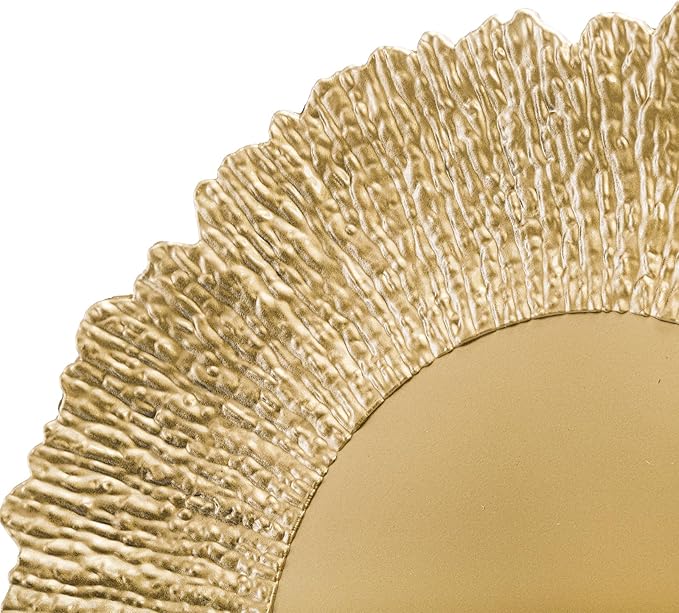 Coloch Set of 12 Plastic Charger Plates, 13" Reusable Reef Serving Chargers for Dinner Plate Round Shiny Decorative Charger Plate for Wedding, Catering, Parties, Christmas, Home Dinner Use (Gold)