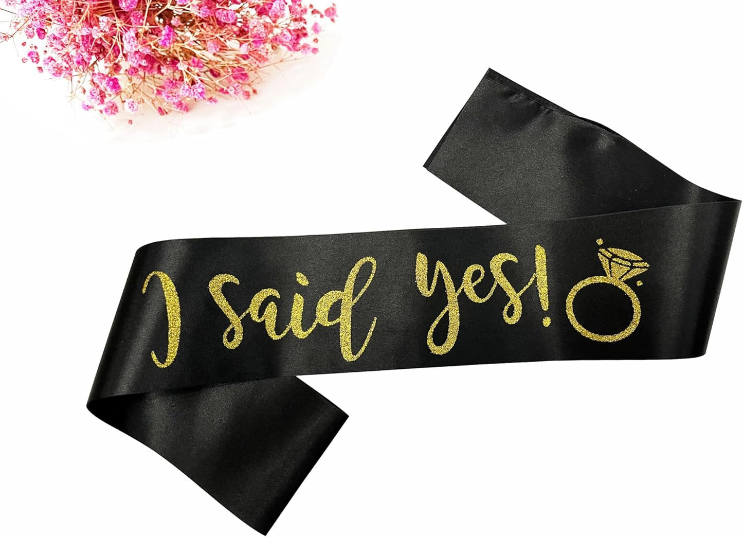 I Said Yes Sash for Women, Engagement Proposal Bachelorette Party Sash for Bridal Shower Wedding Party Favors Accessories Supplies Engagement Gifts for Bride to Be,Black